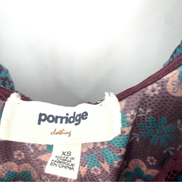 ANTHROPOLOGIE Porridge Gathered Lace Blue Pink Boho Ruffle Multi Pattern Blouse - Picture 8 of 9